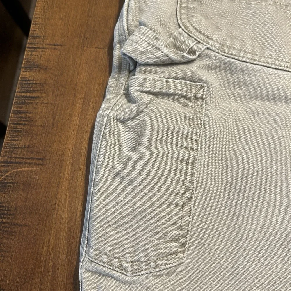 Carhartt Carpenter Pants Mens 40x28* Beige Canvas Dungaree Fit Workwear *SHORT‎